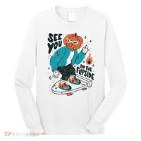 See You On The Flip Side Pumpkin Skateboard Halloween Long Sleeve Shirt thumb 0