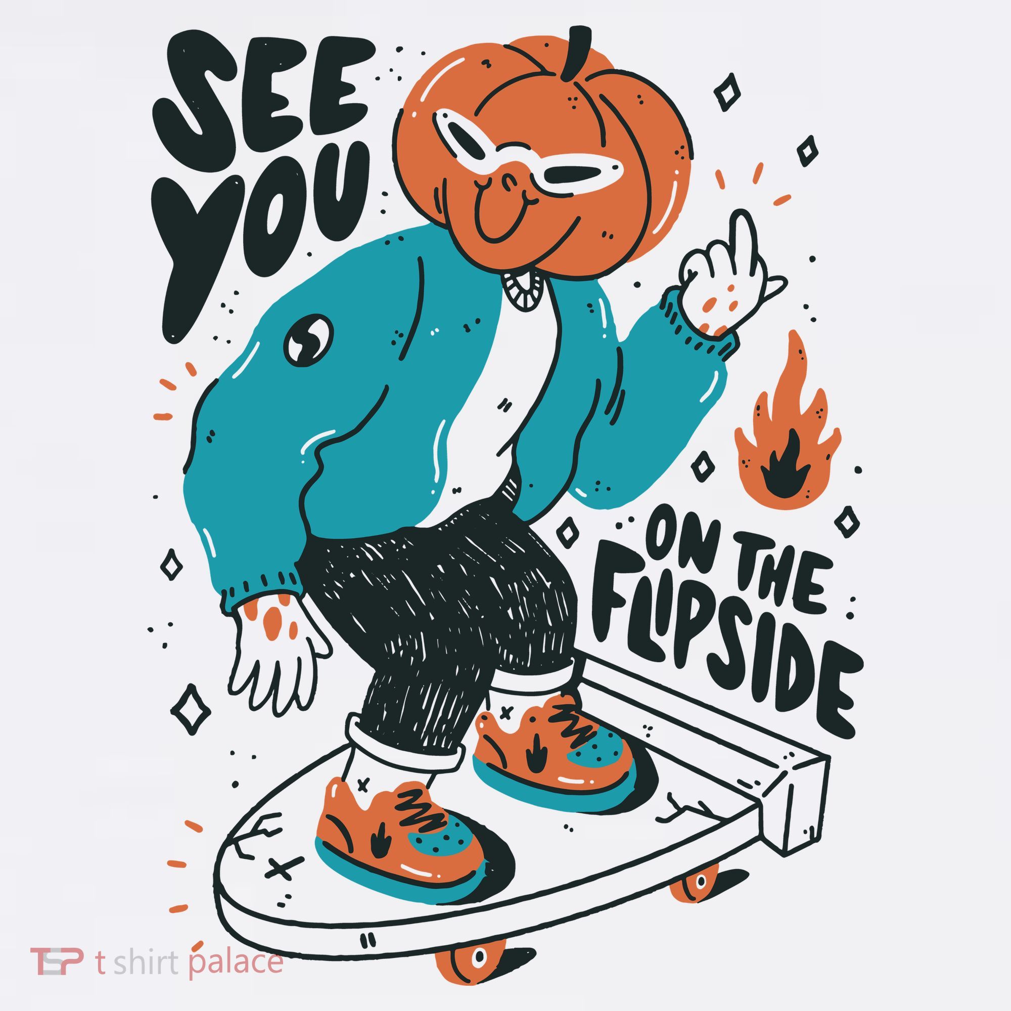 See You On The Flip Side Pumpkin Skateboard Halloween Long Sleeve Shirt