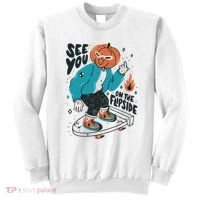 See You On The Flip Side Pumpkin Skateboard Halloween Sweatshirt thumb 0