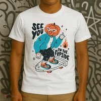 See You On The Flip Side Pumpkin Skateboard Halloween T-Shirt thumb 3