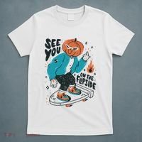 See You On The Flip Side Pumpkin Skateboard Halloween T-Shirt thumb 5