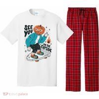 See You On The Flip Side Pumpkin Skateboard Halloween Pajama Set thumb 0