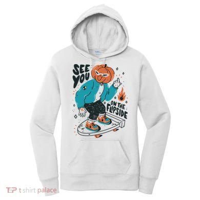 See You On The Flip Side Pumpkin Skateboard Halloween Women's Hoodie