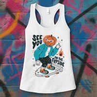 See You On The Flip Side Pumpkin Skateboard Halloween Women's Tank Top thumb 3