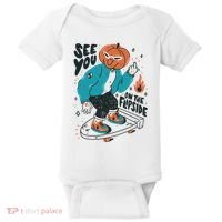 See You On The Flip Side Pumpkin Skateboard Halloween Baby Bodysuit thumb 0