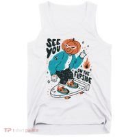 See You On The Flip Side Pumpkin Skateboard Halloween Tank Top thumb 0