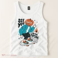 See You On The Flip Side Pumpkin Skateboard Halloween Tank Top thumb 2