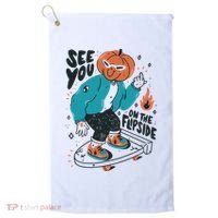 See You On The Flip Side Pumpkin Skateboard Halloween Golf Towel thumb 0