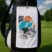 See You On The Flip Side Pumpkin Skateboard Halloween Golf Towel thumb 2