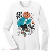 See You On The Flip Side Pumpkin Skateboard Halloween Women's Long Sleeve Shirt thumb 0