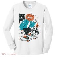 See You On The Flip Side Pumpkin Skateboard Halloween Kids Long Sleeve Shirt thumb 0