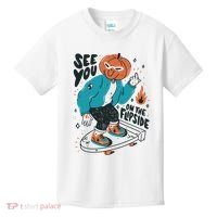 See You On The Flip Side Pumpkin Skateboard Halloween Kids T-Shirt thumb 0