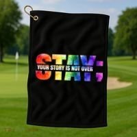 Stay Your Own Story Is Not Over Suicide Awareness Meaningful Gift Golf Towel thumb 1