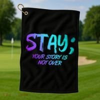 STAY; Your Story Is Not Over Suicide Prevention Awareness Golf Towel thumb 1
