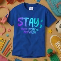 STAY; Your Story Is Not Over Suicide Prevention Awareness Kids T-Shirt thumb 3