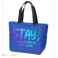 STAY; Your Story Is Not Over Suicide Prevention Awareness Tote Bag thumb 3