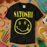 Satoshi Yellow Smiley Face Kids T-Shirt thumb 3
