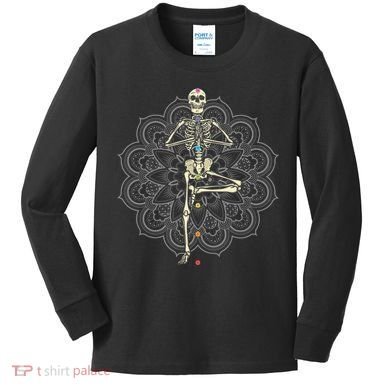 Skeleton Yoga Kids Long Sleeve Shirt