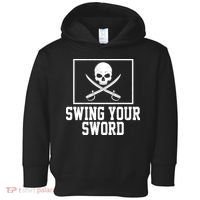 Swing Your Sword Pirate Skull And Swords Toddler Hoodie thumb 0