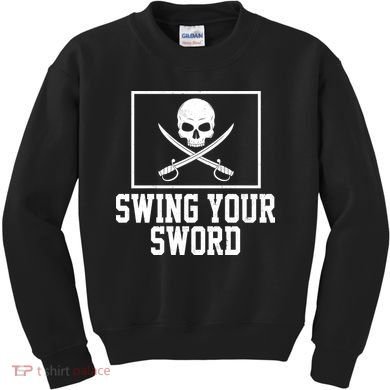 Swing Your Sword Pirate Skull And Swords Kids Sweatshirt