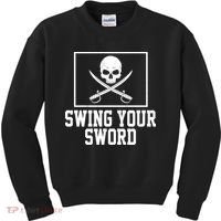 Swing Your Sword Pirate Skull And Swords Kids Sweatshirt thumb 0