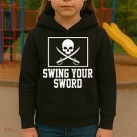 Swing Your Sword Pirate Skull And Swords Kids Hoodie thumb 3