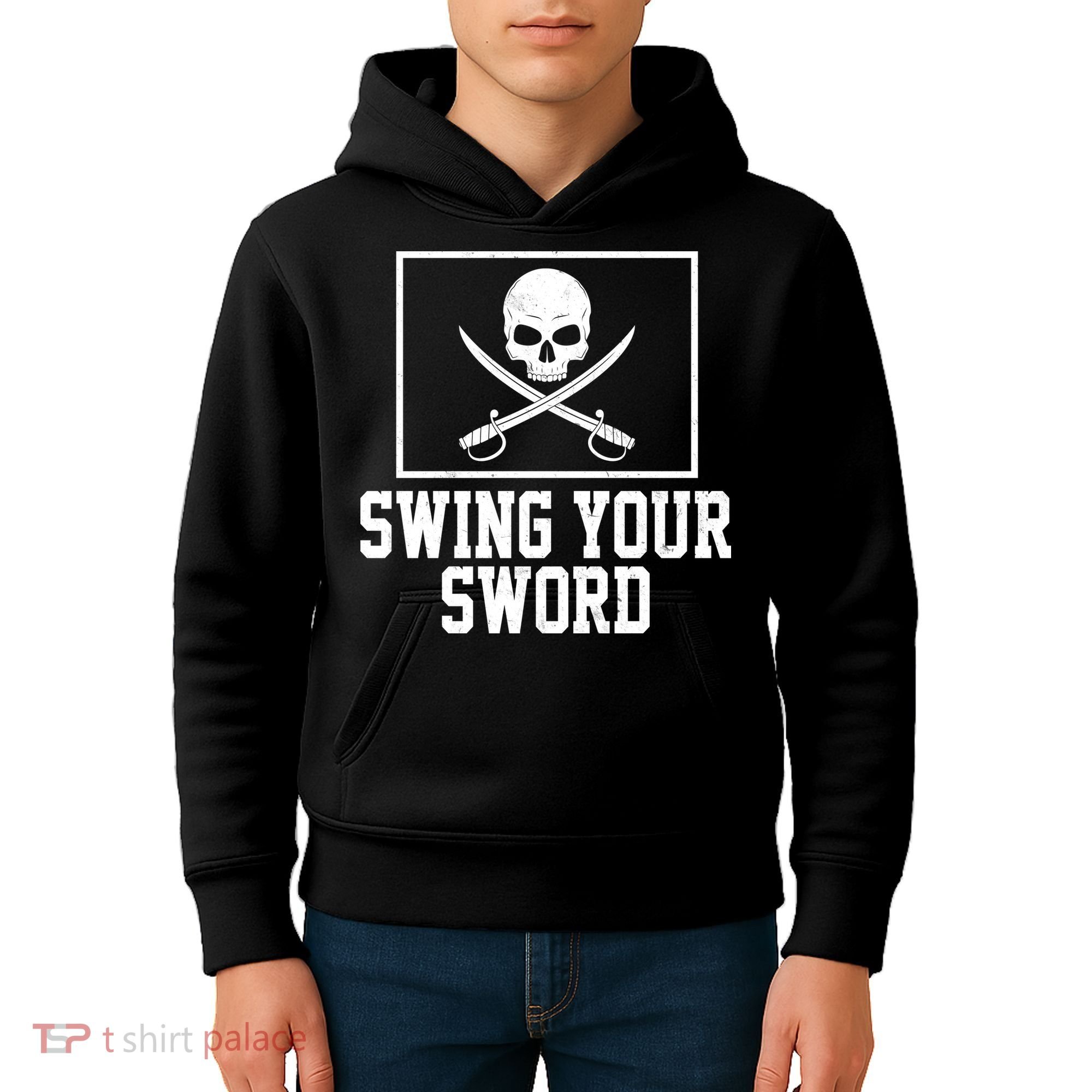 Swing Your Sword Pirate Skull And Swords Kids Hoodie