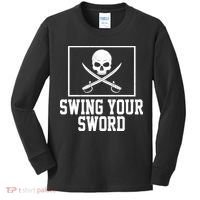 Swing Your Sword Pirate Skull And Swords Kids Long Sleeve Shirt thumb 0