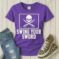 Swing Your Sword Pirate Skull And Swords Women's T-Shirt thumb 3