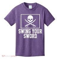 Swing Your Sword Pirate Skull And Swords Kids T-Shirt thumb 0