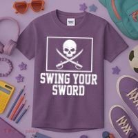 Swing Your Sword Pirate Skull And Swords Kids T-Shirt thumb 3