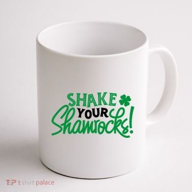 Shake Your Shamrocks Funny St Patricks Day Coffee Mug back