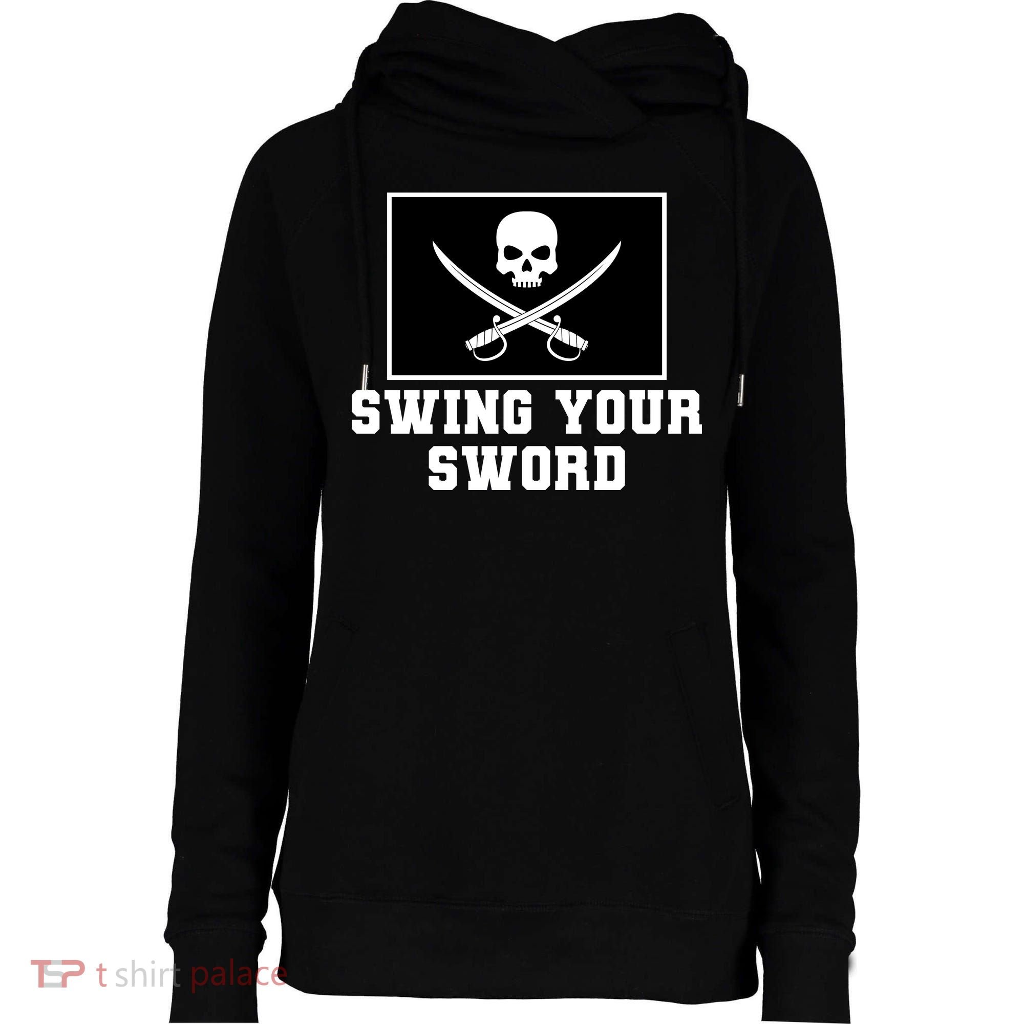 Swing Your Sword Skull Crossbones Mississippi Womens Funnel Neck Pullover Hood