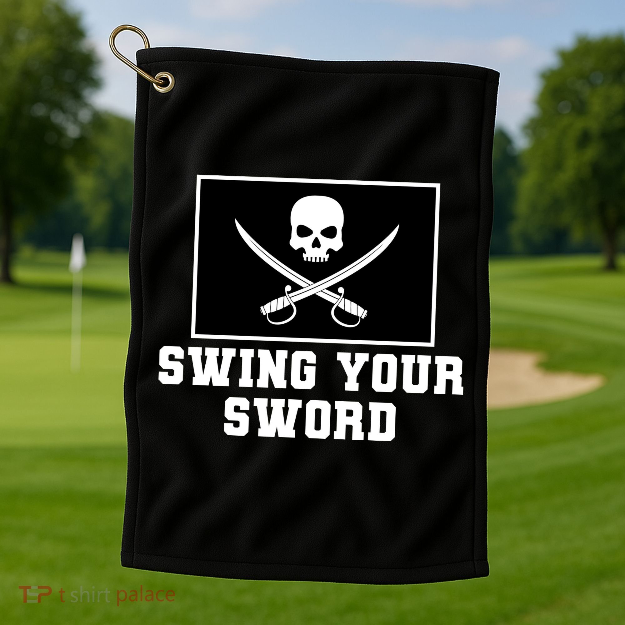 Swing Your Sword Skull Crossbones Mississippi Golf Towel