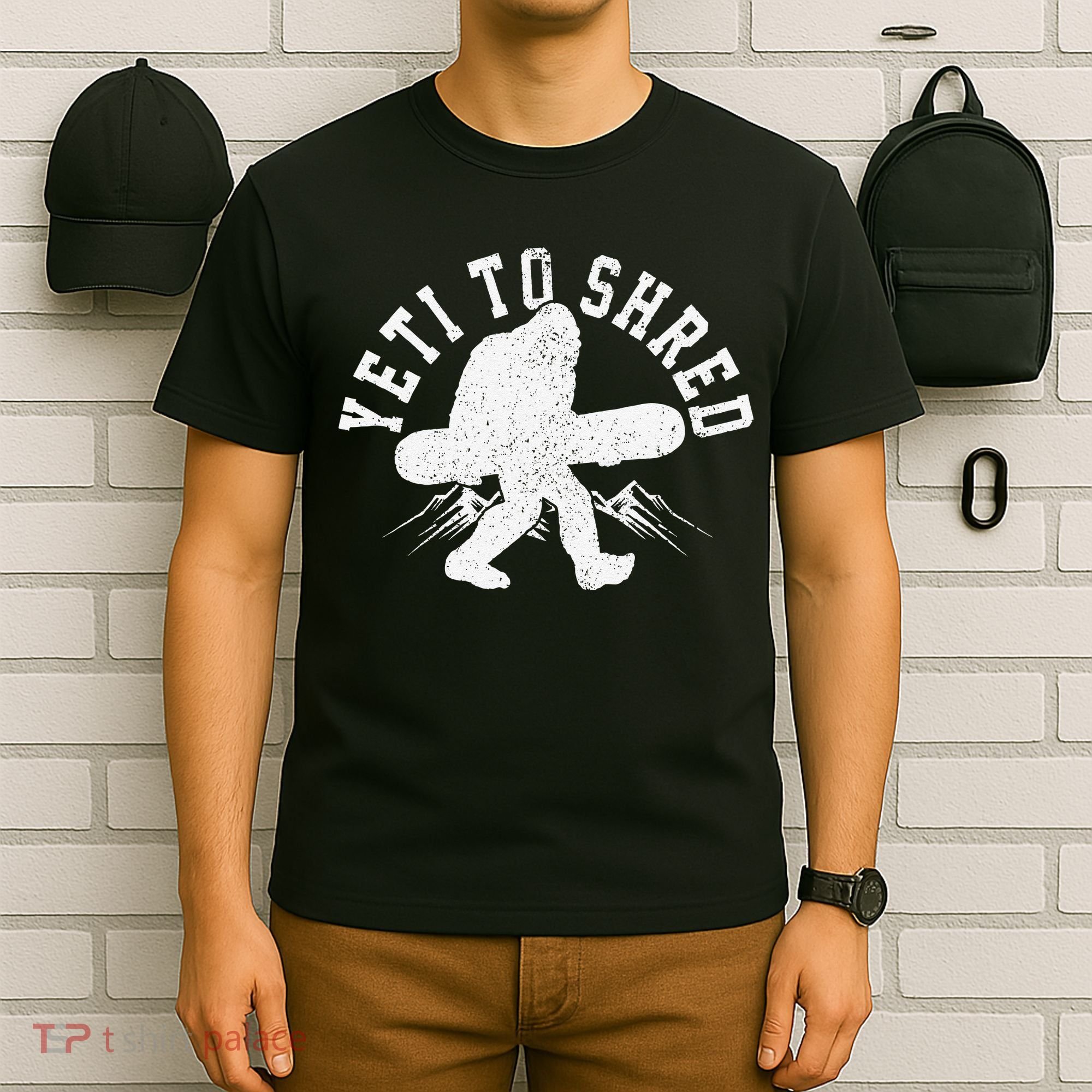 Snowboard Yeti To Shred Funny Snowboarding Bigfoot  T-Shirt