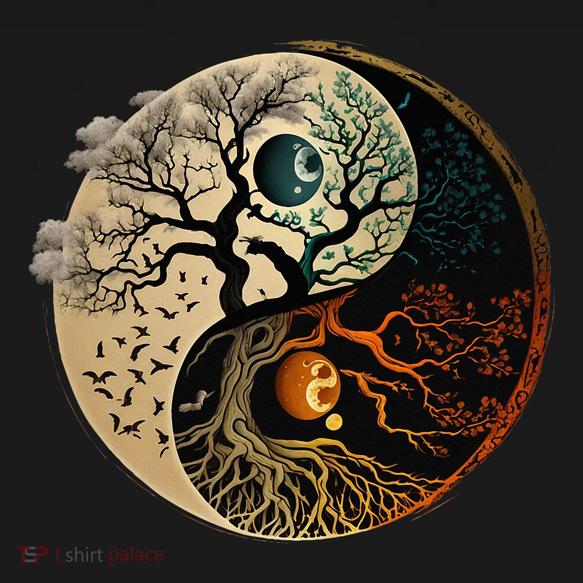Spiritual Yin Yang Buddhist Tree Of Life Long Sleeve Shirt
