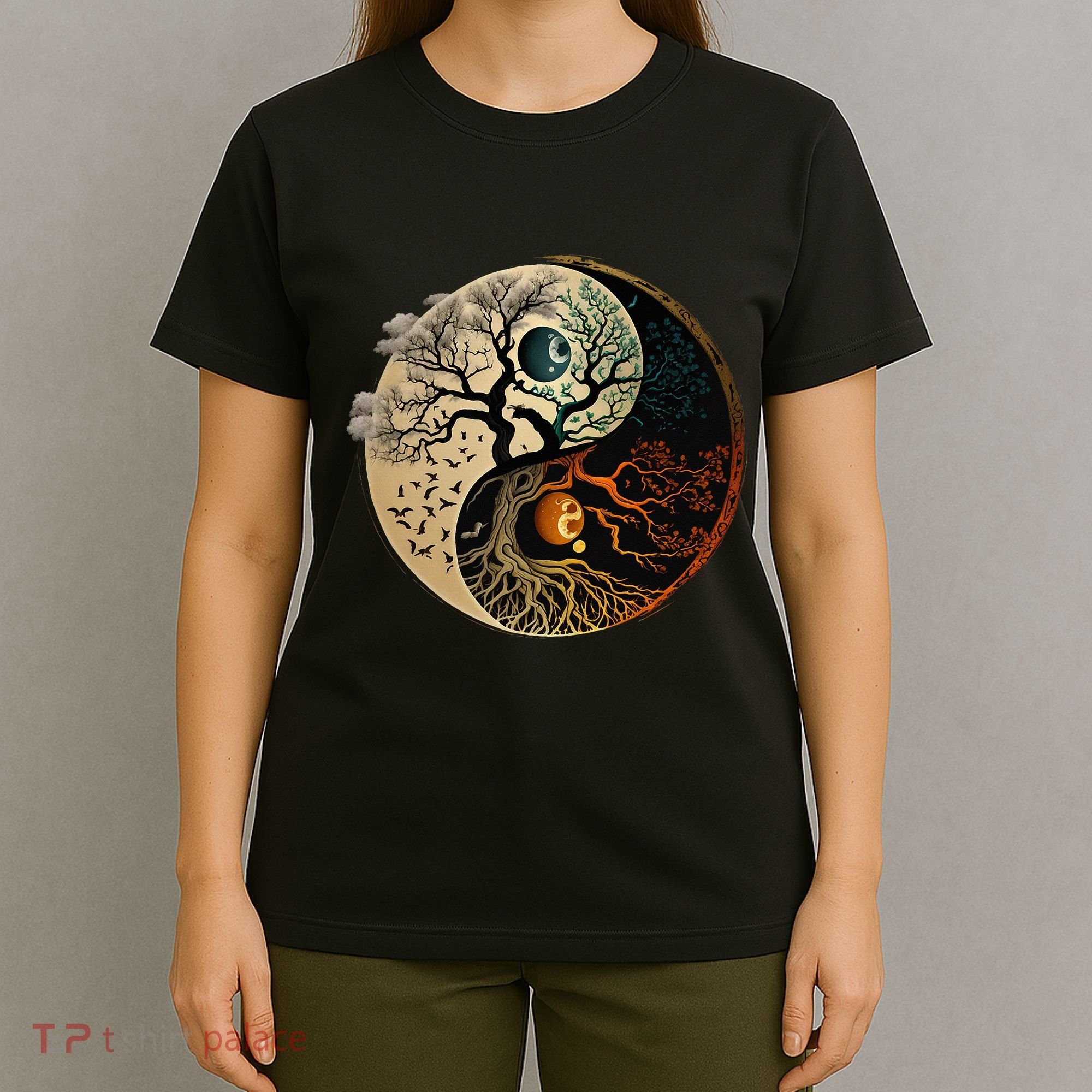 Spiritual Yin Yang Buddhist Tree Of Life T-Shirt