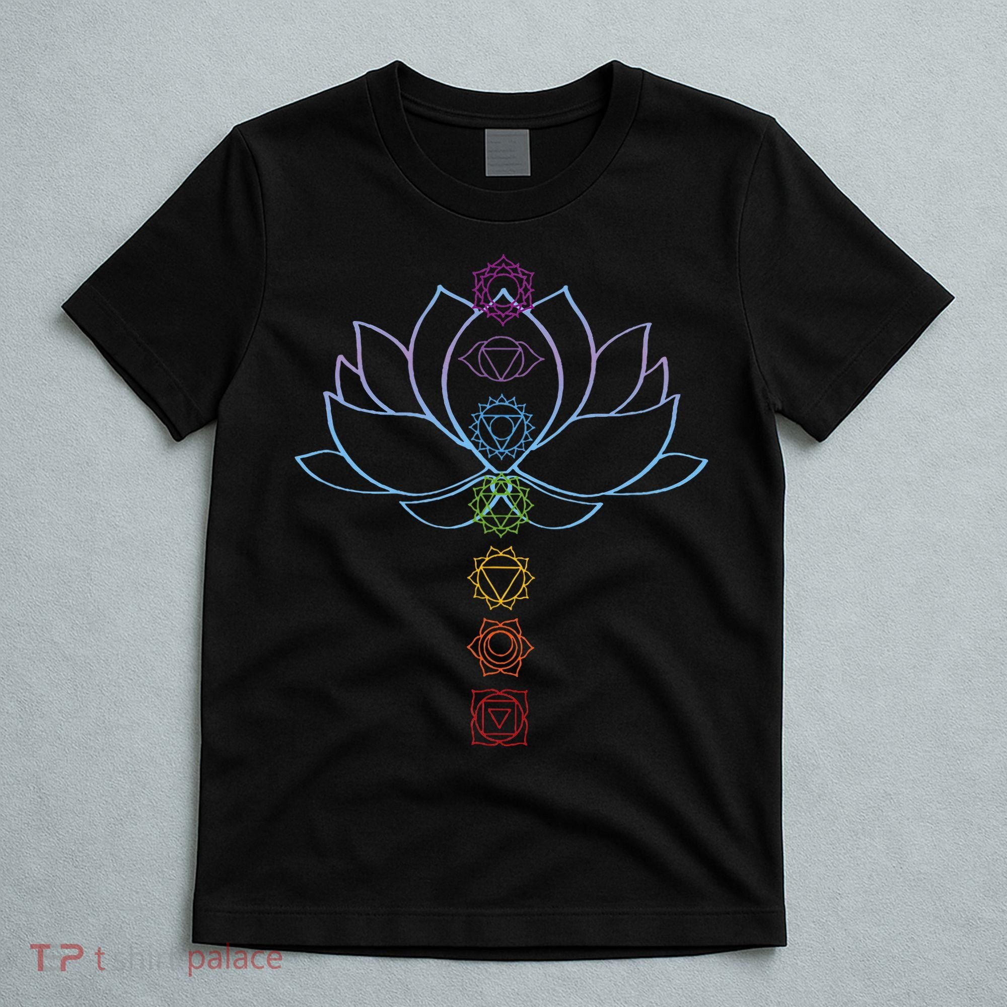 Spiritual Zen Lotus Flower Chakras Aligned Yoga T-Shirt
