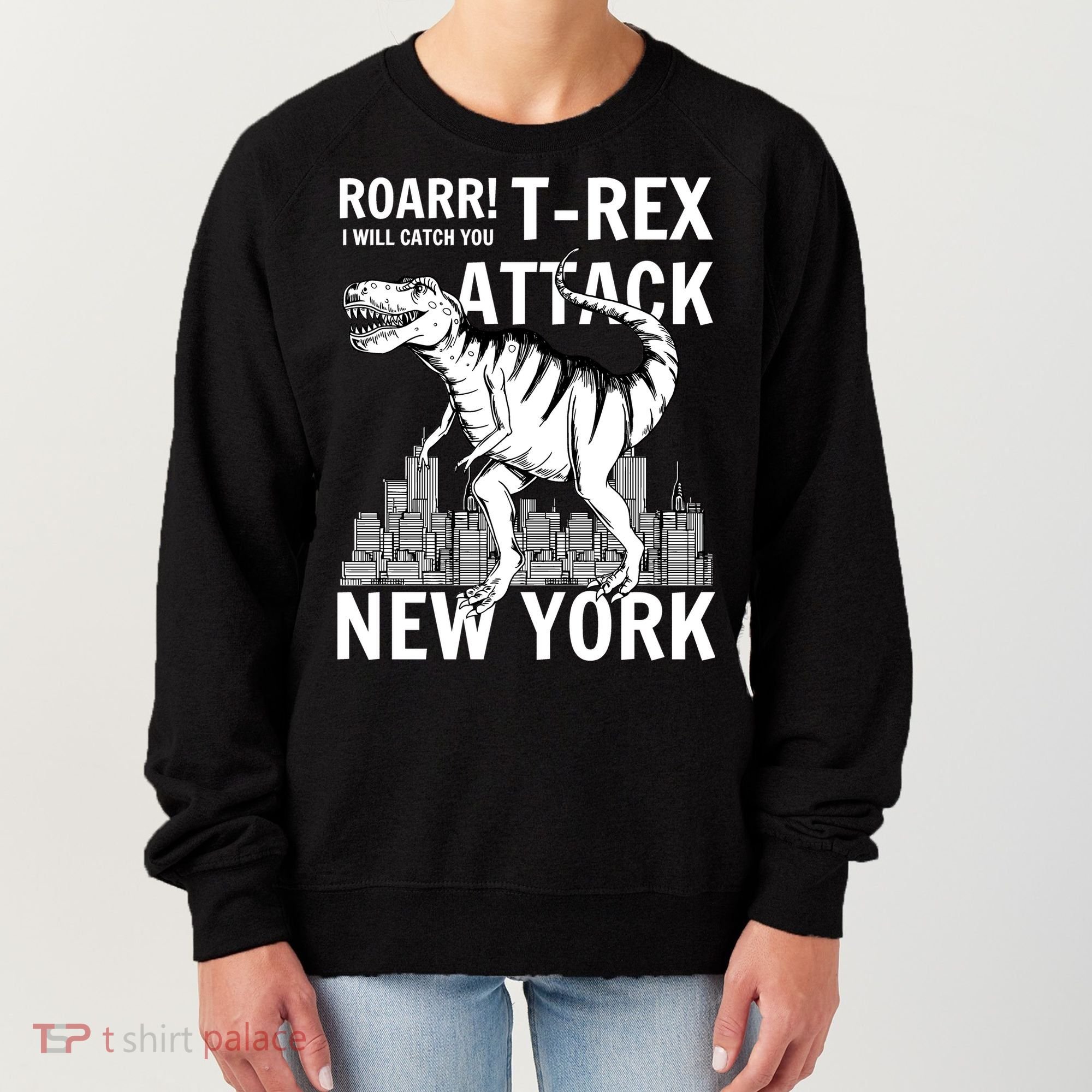 T-Rex Attacks New York Women's Sweatshirt