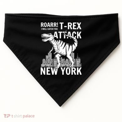 T-Rex Attacks New York USA-Made Doggie Bandana