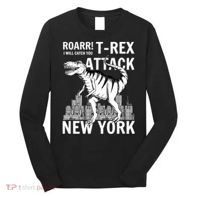T-Rex Attacks New York Long Sleeve Shirt