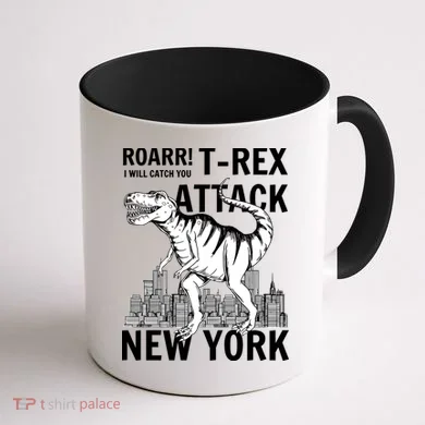 T-Rex Attacks New York Coffee Mug back