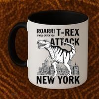 T-Rex Attacks New York Coffee Mug thumb 2