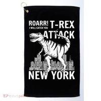 T-Rex Attacks New York Golf Towel thumb 0