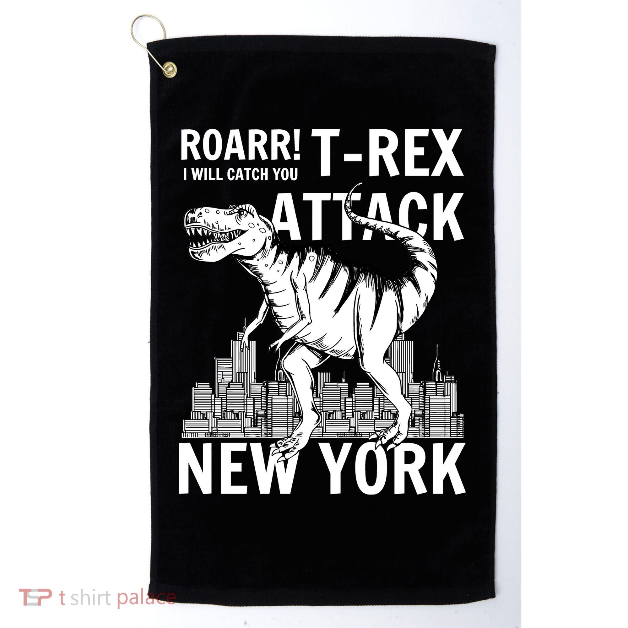 T-Rex Attacks New York Golf Towel