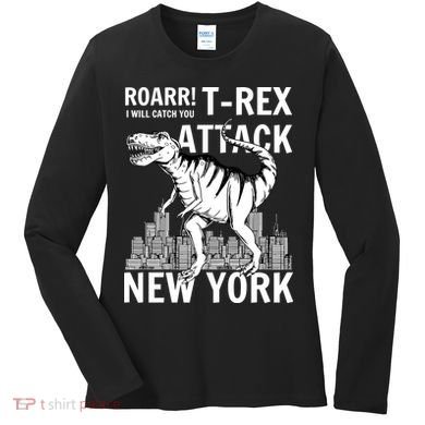T-Rex Attacks New York Women's Long Sleeve Shirt