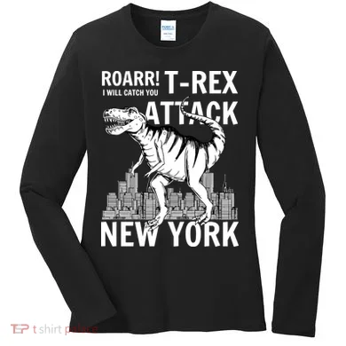 T-Rex Attacks New York Women's Long Sleeve Shirt