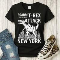 T-Rex Attacks New York Women's T-Shirt thumb 3