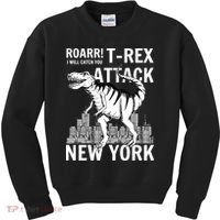 T-Rex Attacks New York Kids Sweatshirt thumb 0
