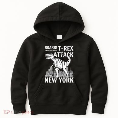T-Rex Attacks New York Kids Hoodie